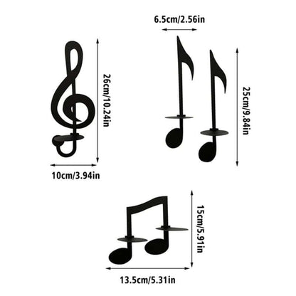 Music Candleholder™ - Schwarzer Musiknoten-Wandkerzenhalter