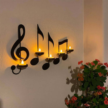 Music Candleholder™ - Schwarzer Musiknoten-Wandkerzenhalter