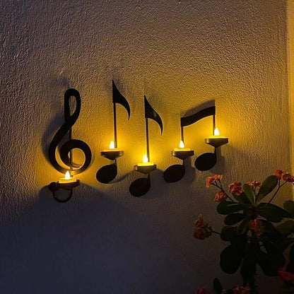 Music Candleholder™ - Schwarzer Musiknoten-Wandkerzenhalter