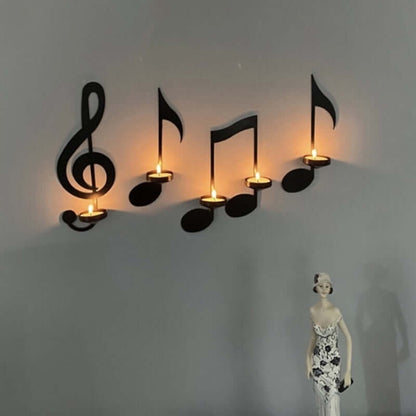 Music Candleholder™ - Schwarzer Musiknoten-Wandkerzenhalter